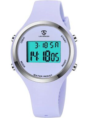 Women All Light Purple Quartz Chronograph Waterproof Outdoor Sport Digital Watch
